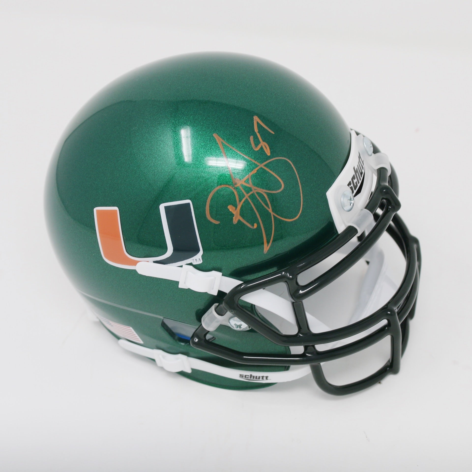 369 Reggie Wayne Miami Hurricanes Autographed Green Mini Helmet