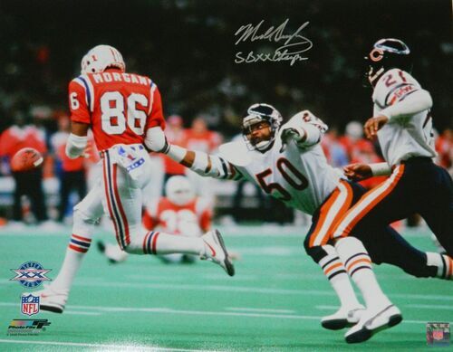 Jim McMahon Signed Bears SB XX Touchdown Dive vs Patriots 16x20 Photo