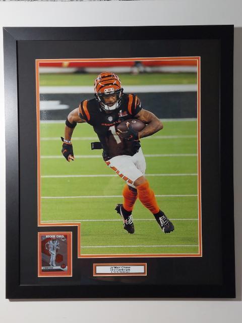 Ja'Marr Chase Signed Framed 16x20 Cincinnati Bengals White Jersey